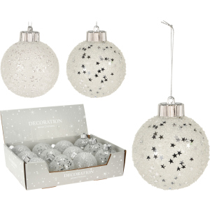 хороша модель Набір ялинкових куль Christmas Decoration 8 см 12 шт білі (ABJ432410)