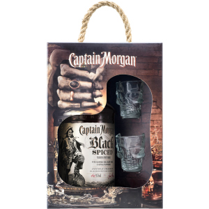 Ромовый напиток Captain Morgan Spiced Black 1 л 40% + 2 рюмки (4820178650991) в Хмельницком