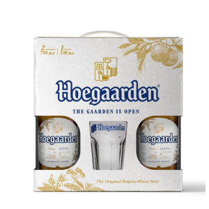 Подарункова упаковка пива HoeGaarden Witbier світле нефільтроване 4.7% 0.75 л + Склянка 0.3 л (5410228158431) в Хмельницькому