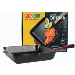 Сковорода-гриль Brizoll Optima-Bordo квадратна з ручкою 260х260х50 мм (O262650G-P2) краща модель в Хмельницькому