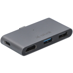 USB-хаб адаптер Ailink Aluminium USB-C 4K HDMI mini jack 3.5 мм Hub 5 в 1 Space Grey (AI-S8Pro_sg) в Хмельницькому