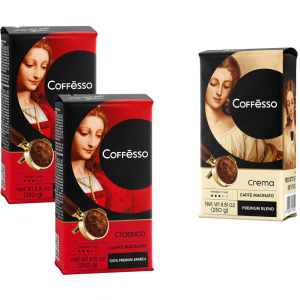 хороша модель Набір меленої кави Coffesso Classico 250 г х 2 шт + Coffesso Crema vacuum Ground 250 г безкоштовно (2300000010169)