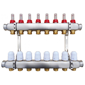 Колектор для теплої підлоги Raftec RC03-09 з витратомірами в Хмельницькому