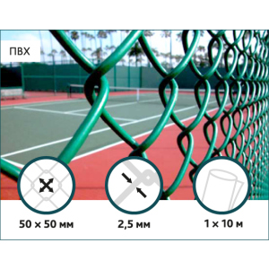Сітка Рабиця ПВХ Сітка Захід 50х50/2,5(1,5)мм 1,0м/10м краща модель в Хмельницькому