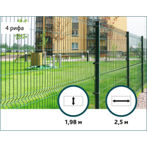 Металева огорожа Еко Колор (оц+полімер RAL6005) Сітка Захід 1,74/2,5м краща модель в Хмельницькому