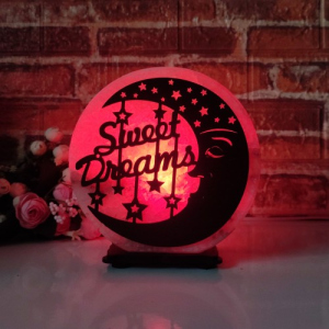 хорошая модель Соляная лампа EcoDecorLamp круглая Sweet dreams ХДФ красная