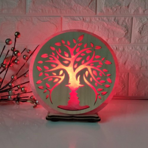 купить Соляная лампа EcoDecorLamp круглая Лица дерево красная