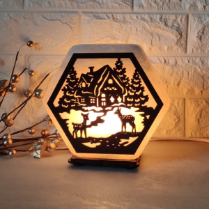 Соляная лампа EcoDecorLamp шестигранная Домик в лесу ХДФ