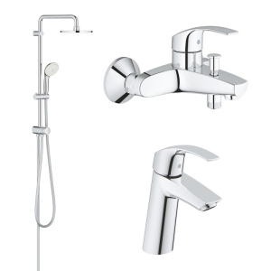 Набір змішувачів 3в1 Grohe Eurosmart 123389M хром (81260) краща модель в Хмельницькому