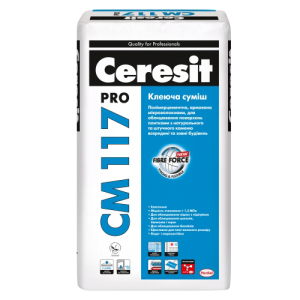 Еластична клеюча суміш для натурального каменю Ceresit CM 117 pro 27кг надійний