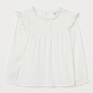 Блуза H&M 1412-850791 110 см Білий (hm00103616024) краща модель в Хмельницькому