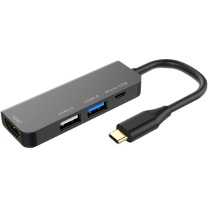 USB-хаб XoKo AC-400 Type-C на HDMI+USB 3.0+USB 2.0+Micro USB (XK-AC-400) в Хмельницькому