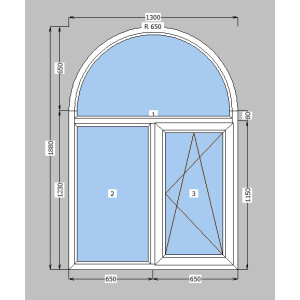 Арка металлопластиковая Rehau Euro 60 mm 1-створчатое поворотно-откидное, фурнитура Siegenia, 1300х1880 мм, белая лучшая модель в Хмельницком