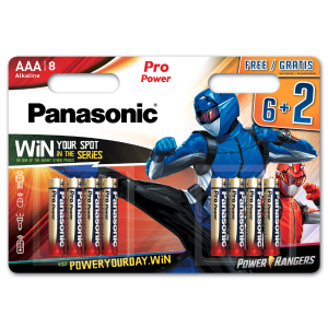 Батарейки Panasonic Pro Power лужні AAA блістер, 8 шт Power Rangers (LR03XEG/8B2FPR) в Хмельницькому