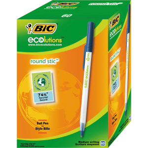 Набір кулькових ручок BIC Round Stic ECOlutions Синій 1 мм 60 шт (3086123256651) в Хмельницькому