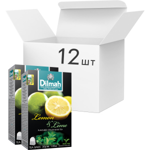 Упаковка чаю чорного пакетованого Dilmah Лимон та лайм 12 шт по 20 пакетиків (19312631142133) ТОП в Хмельницькому