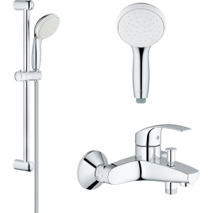 Смеситель для ванны GROHE Eurosmart 33300002 c душевым гарнитуром New Tempesta 27853001 надежный