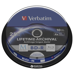 Verbatim M-Disc BD-R 25 GB 4x Cake 10 шт Printable (43825) лучшая модель в Хмельницком