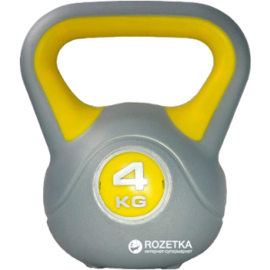 Гиря LiveUp Plastic Kettel Bell 4 кг Grey/Yellow (LS2047-4) ТОП в Хмельницком