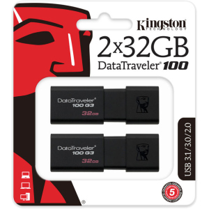 Kingston DataTraveler 100 G3 2x32GB USB 3.0 (DT100G3/32GB-2P) лучшая модель в Хмельницком